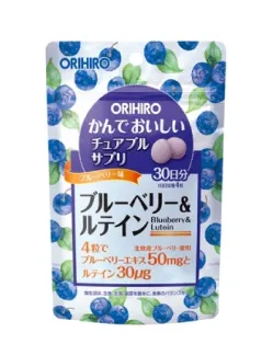 Orihiro Жевательные витамины для зрения,  вкус черники и лютеина, 30 дней
