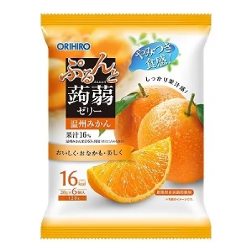 Orihiro Purunto Konnyaku Jelly — желе из конняку, вкус апельсина, 6 шт