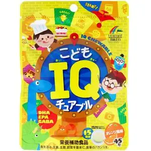 Unimat Riken Детские жевательные витамины IQ для умственной активности, апельсин, 15 дней