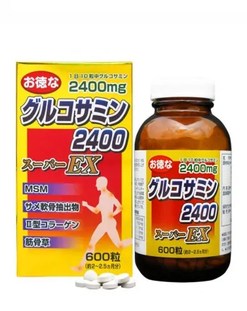 Yuuki Pharmaceutical Глюкозамин 2400 мг Super EX + Хондроитин + MCM + Коллаген II типа + костно-мышечная трава , 60-75 дней